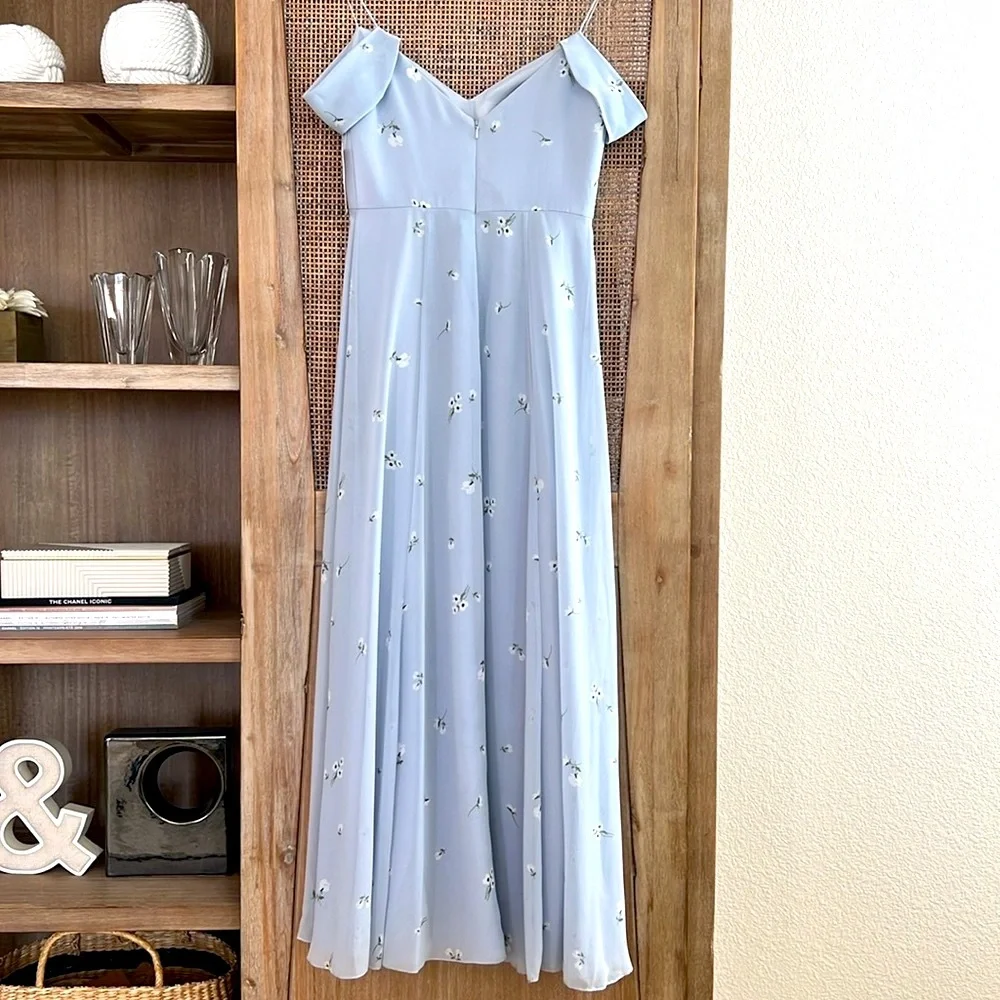 Jenny Yoo Bridesmaid Priya Dress size 0 Baby Blue Periwinkle Color White flower - Picture 4 of 12